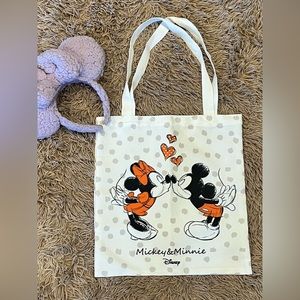 Mickey Mouse and Minnie Mouse Kissing Tote Bag